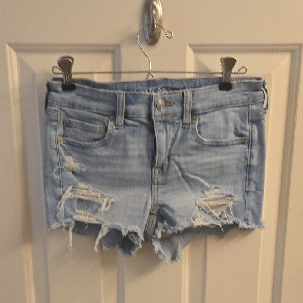 American Eagle Outfitters Light Blue Jean Shortie Shorts Sz 4